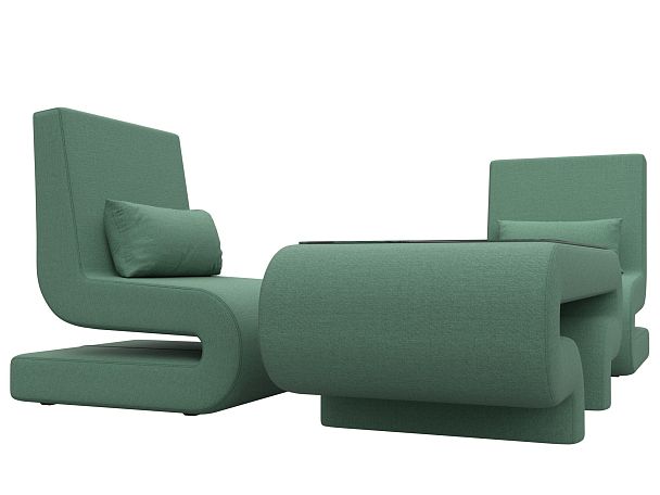 Набор Волна-3 (стол, 2 кресла) Рогожка зеленый - Вид 3