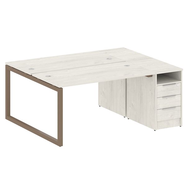 Metal System Quattro Р. ст. с тумбой на О-образном м/к 50БО.РС-СТП-2.3 Дуб наварра/Мокко металл 1812*1475*750 - Вид 1