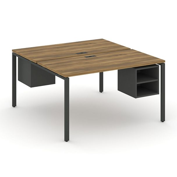 Concept Рабочая станция 2 сторонняя с подвесными тумбами на 2 места CN.DRS-106 Сандал Янтарный/Антрацит/Металл Антрацит 1180*1480*750 - Вид 1