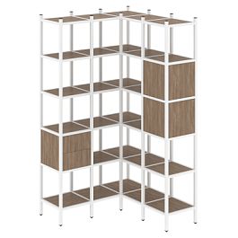 Loft Угловой внутренний стеллаж наборный VR.L-34 Дуб аризона/Белый металл 1278*1278*2280 - Фото предпросмотра