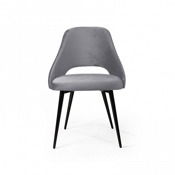 Стул William, бархат светло-серый 26/ черный конус - Вид 2