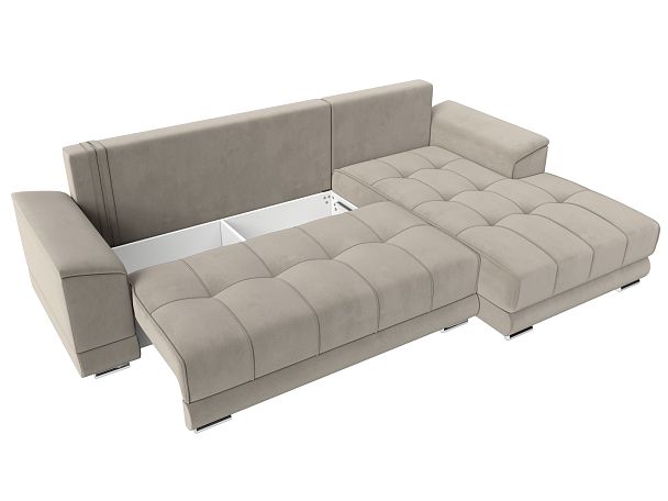 Угловой диван НордСтар правый угол Микровельвет бежевый - Вид 7