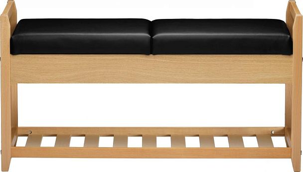 Обувница деревянная Вудсен Натуральный/Черная экокожа - Вид 2