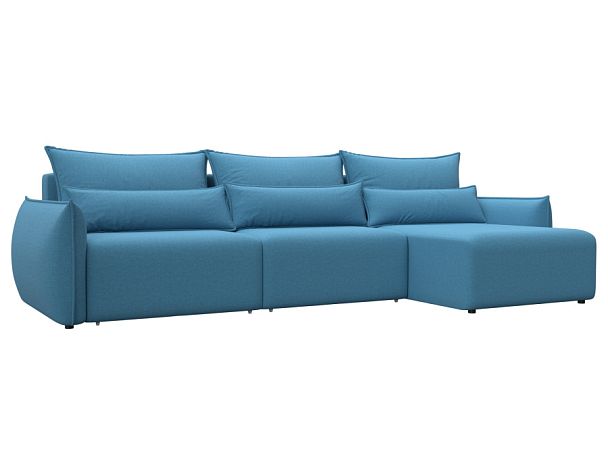 Диван угловой Лига-051 НПБ Лонг угол универсальный Рогожка голубой - Вид 1