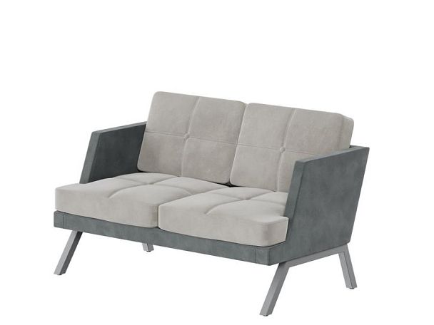 Aldo Диван двухместный с декором из пуговиц ALDB-02L Storm 022/Storm 017/Металл Серый 1430*875*890 - Вид 1