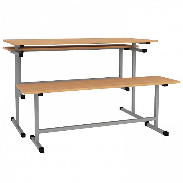 Стол для столовых 1200х600х760 мм, рост 6, серый каркас, ДСП/пластик, цвет бук - Вид 3