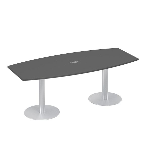 Стол 220x100 фигурный на опорах-колоннах для переговоров A4 А4 ХР 114 антрацит премиум - Вид 1