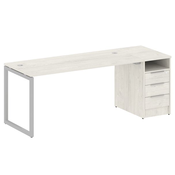 Metal System Quattro Р. ст. с тумбой на О-образном м/к 40БО.РС-СТП-1.4 Дуб наварра/Серый металл 2012*720*750 - Вид 1