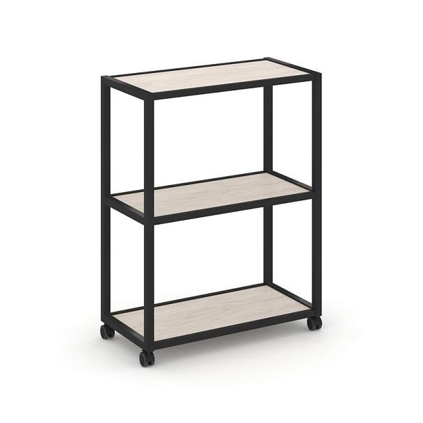 Shelf Mobile Стеллаж 3 уровня 1 секция VR.LT-STK-301.10 Денвер Светлый/Металл Черный 1000*400*1046 - Вид 1