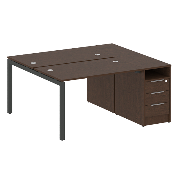 Metal System Quattro Р. ст. с тумбой на П-образном м/к 50БП.РС-СТП-2.2 Венге/Антрацит металл 1612*1475*750 - Вид 1