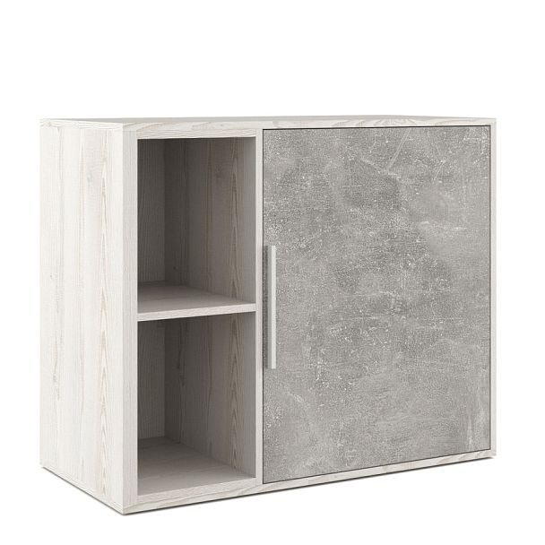 Шкаф низкий с вертикальной нишей B-tone 93,5x45x78 сосна бетон светлый - Вид 1