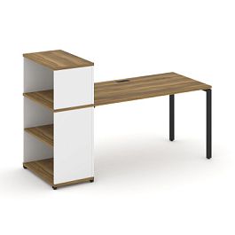 Concept Стол рабочий с опорным стеллажом с надставкой низ. CN.SP-211 Сандал Янтарный/Белый Бриллиант/Металл Черный 1800*720*1140 - Фото предпросмотра