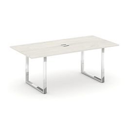 Style Project Direct Lux Стол переговорный M-SN-6O.SPRG-198 Дуб Наварра/Нержавеющая Сталь/Хром 1980*980*25 - Фото предпросмотра