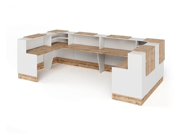 RTD094-340-MA ТАНДЕМ / TANDEM Стойка ресепшн П-образная -340 3400х700х1200 Дуб Маувелла - Вид 2