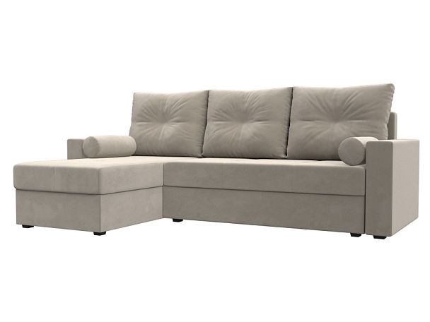 Диван угловой Верона Лайт угол левый (полностью микровельвет бежевый) - Вид 1