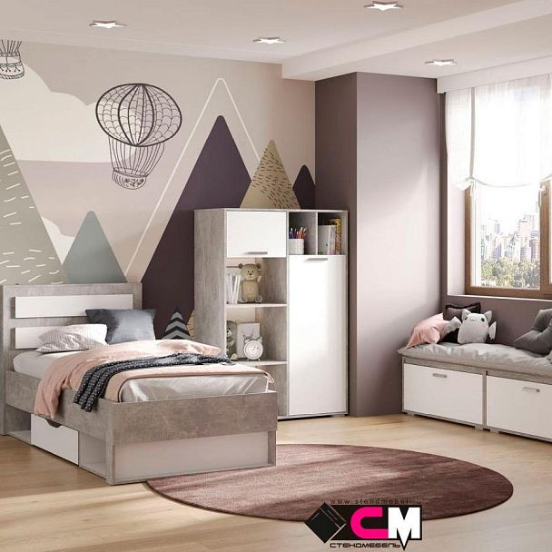 Денвер ШК-03 Шкаф (1000 х1513х504) ателье светлый/белый - Вид 3