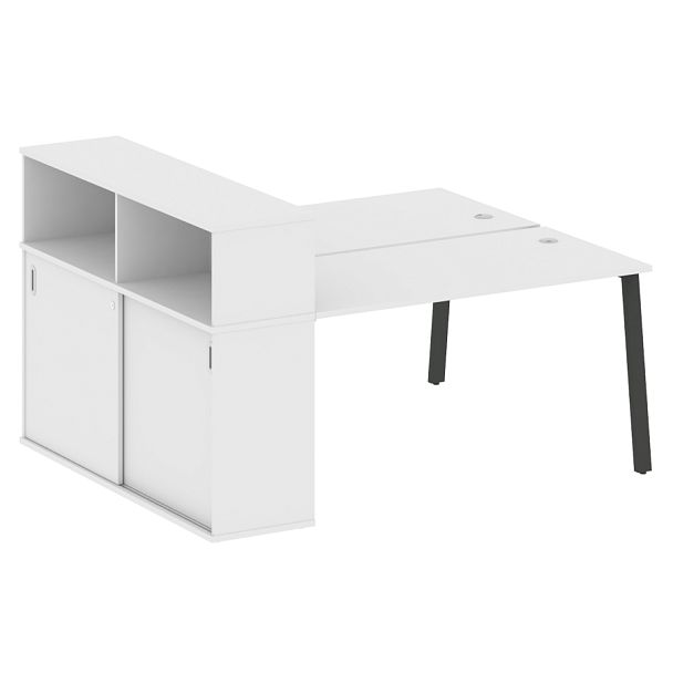 Metal System Р. ст. с шкафом-купе на А-образном м/к БА.РС-СШК-2.3 Т Белый/Антрацит металл 1810*1475*1098 - Вид 1