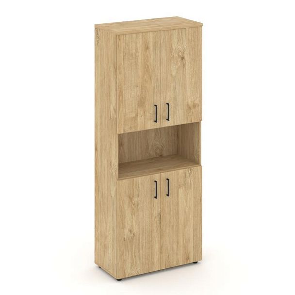 Стайл Проджект Шкаф высокий широкий SN.STS.E-107 Тиквуд Светлый/Черный Ручки 796*400*1982 - Вид 1