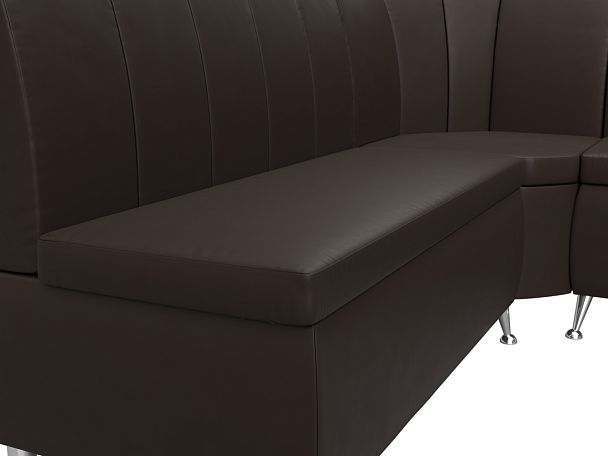 Кухонный угловой диван Кантри правый (полностью экокожа коричневая) - Вид 4