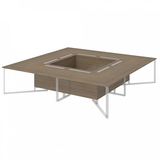 Стол для переговоров на 16 человек квадратный "Компьютерные столы"  ПК-ФРМ-СТГ320Х320-В2-299 дуб шамони - Вид 1