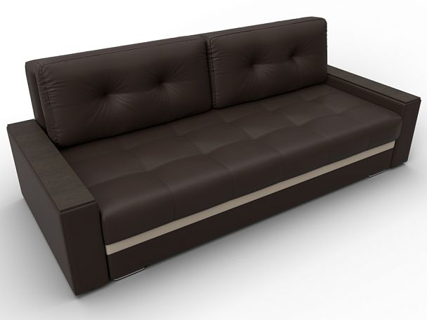 Диван прямой с декором Лига-096 НПБ Экокожа бежевый - Вид 6