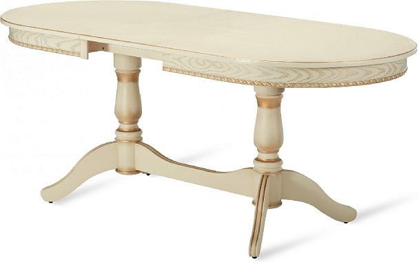 Стол деревянный раздвижной Барэнт 150(190)х90х76 Слоновая кость с золотой патиной - Вид 5