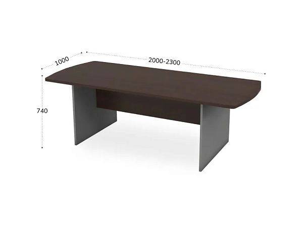 БЕРЛИН / BERLIN Конференц-стол симметричный 2000х1000х740 Венге/Серый - Вид 2