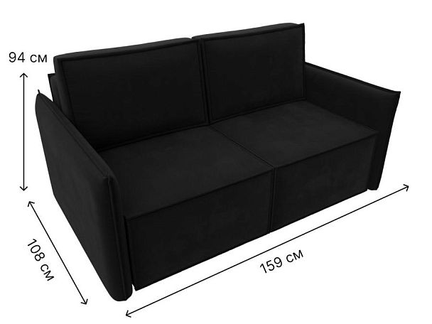Диван прямой Либерти мини Микровельвет черный - Вид 11