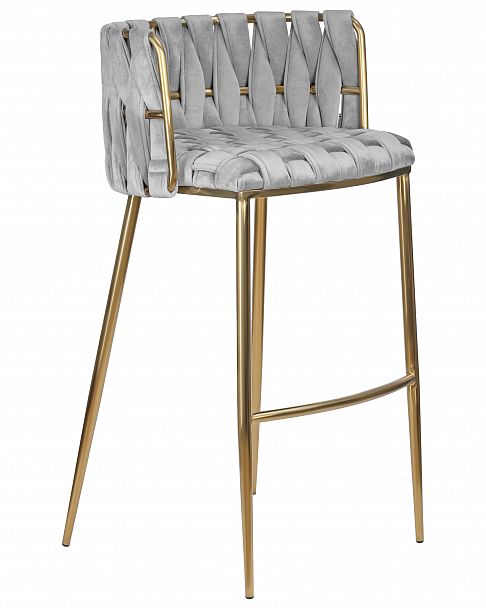Стул барный DOBRIN EMMA GOLD (светло-серый велюр (135-37)) - Вид 2