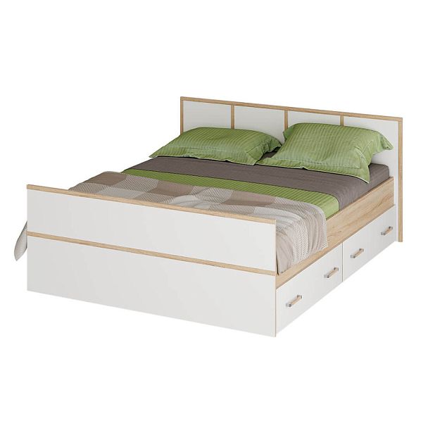 "Сакура" кровать 1,6м LIGHT (1750х860х2034) дуб сонома/белый - Вид 1