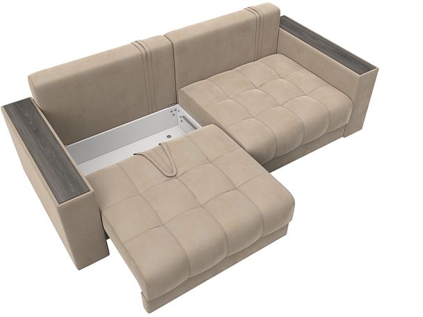Диван прямой с декором Лига-049 НПБ Велюр бежевый - Вид 7