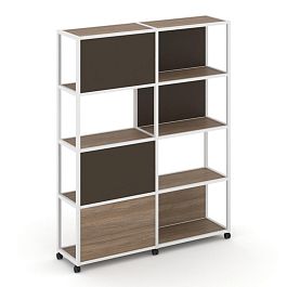 Shelf Mobile Стеллаж 5 уровней 2 секции VR.LT-STK-515.06 Дуб Аризона/Металл Белый/W-25 1170*400*2000 - Фото предпросмотра