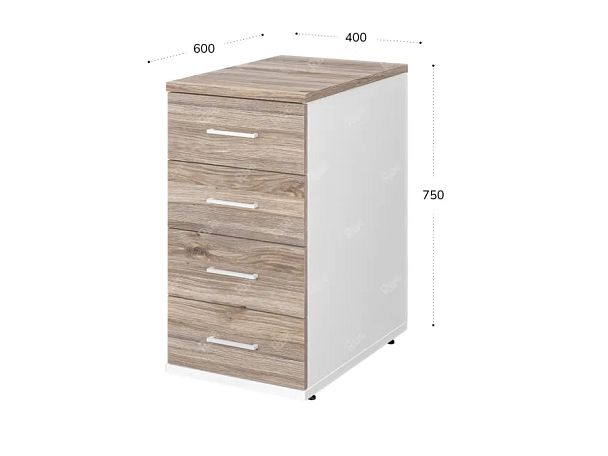 TANDEM RTD038-40-MA Тумба 4 ящика универсальная 400х600х750 Дуб Маувелла/Белый - Вид 2