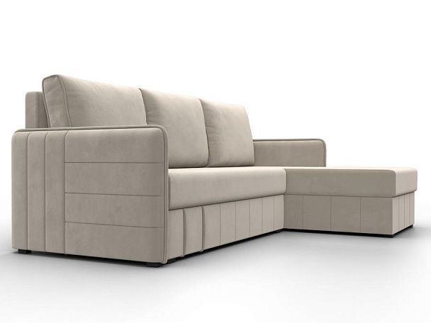 Диван угловой Слим угол универсальный Микровельвет бежевый - Вид 3