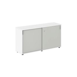 Шкаф купе 1438х400х750 низкий, с замком / корпус: белый, фасады: серый бархат Сигма / Sigma - Фото предпросмотра