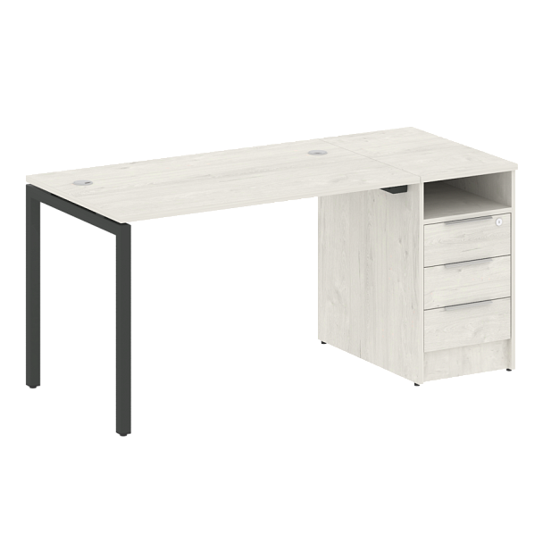 Metal System Quattro Р. ст. с тумбой на П-образном м/к 40БП.РС-СТП-1.2 Дуб наварра/Антрацит металл 1612*720*750 - Вид 1