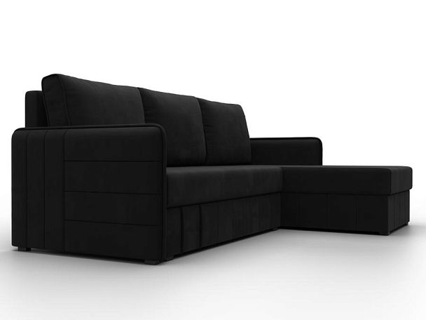 Диван угловой Слим угол универсальный Микровельвет черный - Вид 3