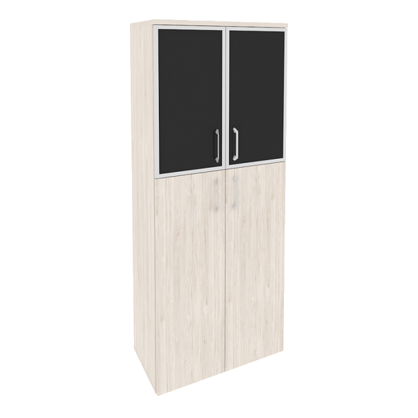 Onix Шкаф высокий широкий O.ST-1.7 R black Денвер светлый/Стекло black 800*420*1977 - Вид 1