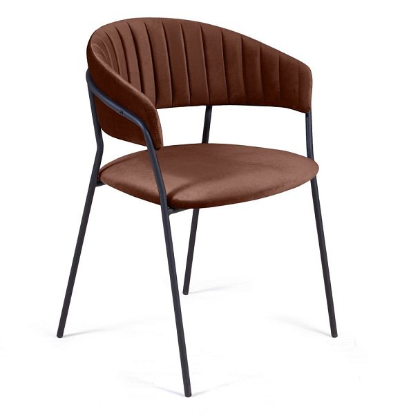 Стул Kelly с подлокотниками, бархат коричневый 12 - Вид 1