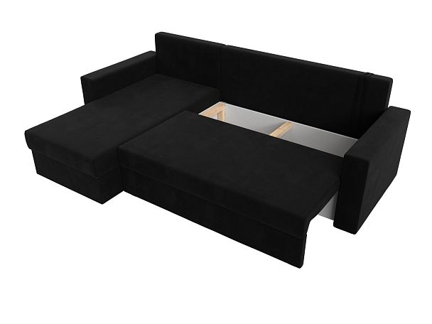 Угловой диван Траумберг Лайт левый (полностью микровельвет черный) - Вид 8