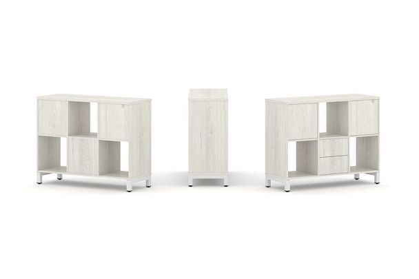 Стайл Проджект Набор стеллажа 1 сторон., 2 яр. SN.NS-231 Дуб Наварра/Металл Белый 1121*400*881 - Вид 1