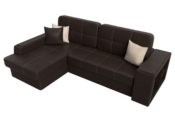 Угловой диван Брюссель левый (полностью экокожа коричневая) - Вид 5