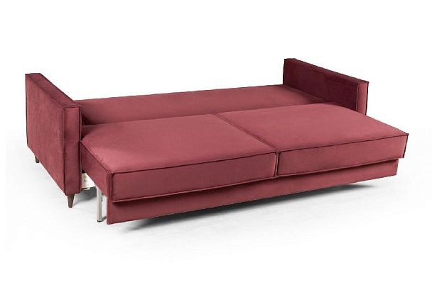 Keln диван-кровать трехместный прямой, велюр красный - Вид 6