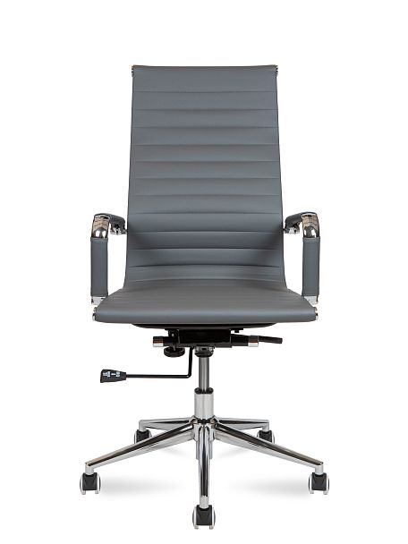 Кресло Техно / хром / серая экокожа - Вид 2