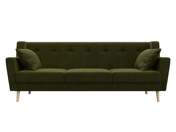 Прямой диван Брайтон 3 (полностью микровельвет зеленый) - Вид 2