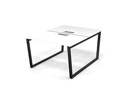 MATRIX 121S203-V Стол прямой двойной, проводник Merida (V-обр. опоры) 1180х1590х775 Белый/Темно-серы - Фото предпросмотра