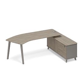 Стoл эргономичный правый на тумбе (тип 5) Time metal ТМ М1 128 МП ВЛ ВЛ мокко премиум (корпус) / вяз либерти (столешница, топ, фасад) - Фото предпросмотра