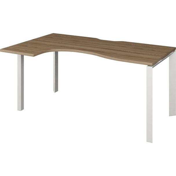 Стол эргономичный левый на металлокаркасе НТМП.П-040.ЛВ Дуб сафари/Белый 1400x1000x750 Аргентум-МП - Вид 1