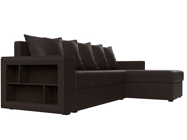 Диван угловой Дубай Лайт угол правый (полностью экокожа коричневая) - Вид 3