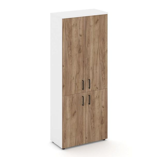 Style Project Шкаф высокий широкий SN.STS-104 Белый/Белый/Дуб Табак/Черный Ручки 796*400*1982 - Вид 1